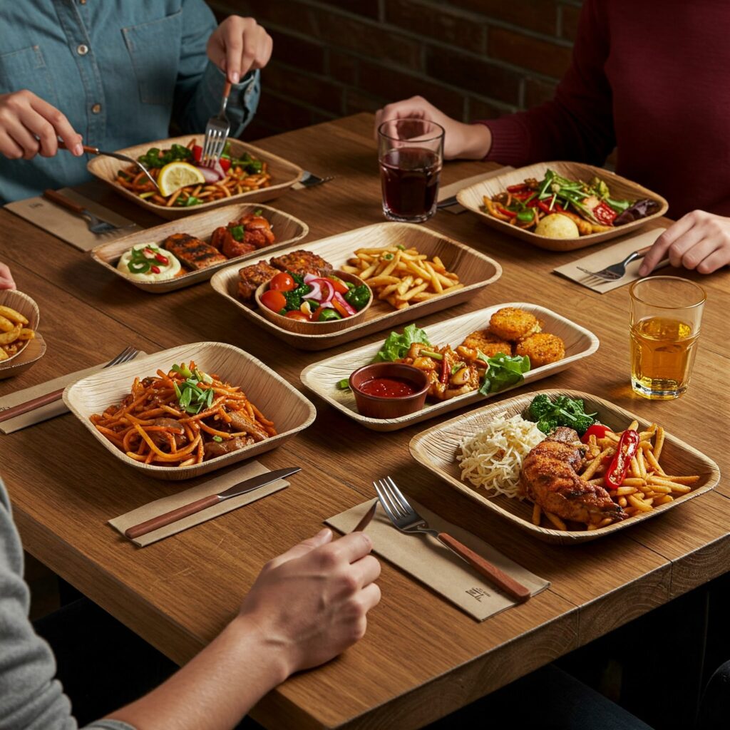eco-conscious restaurants palm leaf tableware