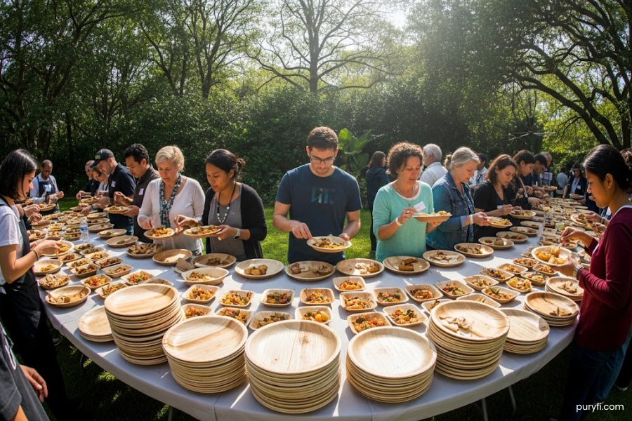 palm leaf tableware for charitable events
