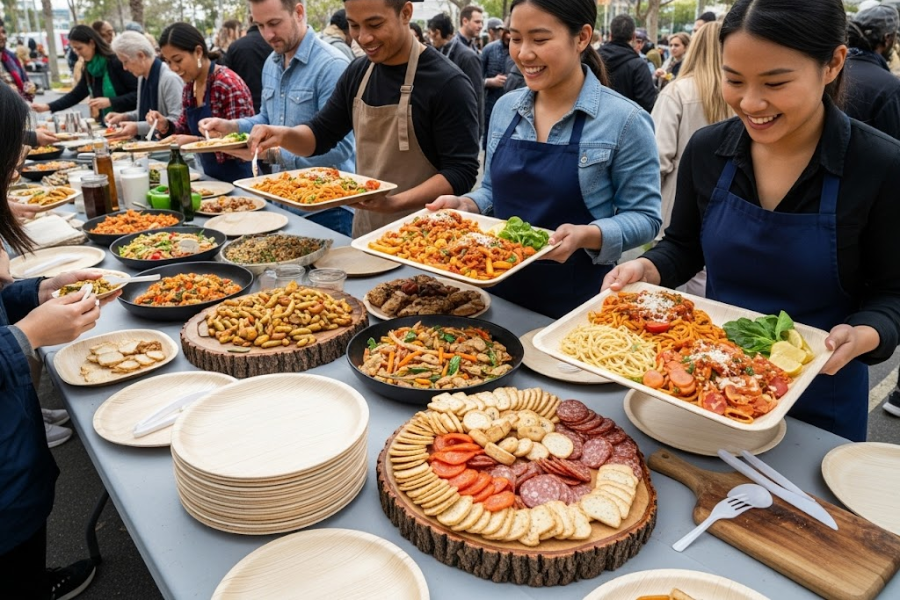 palm leaf tableware for charitable events
