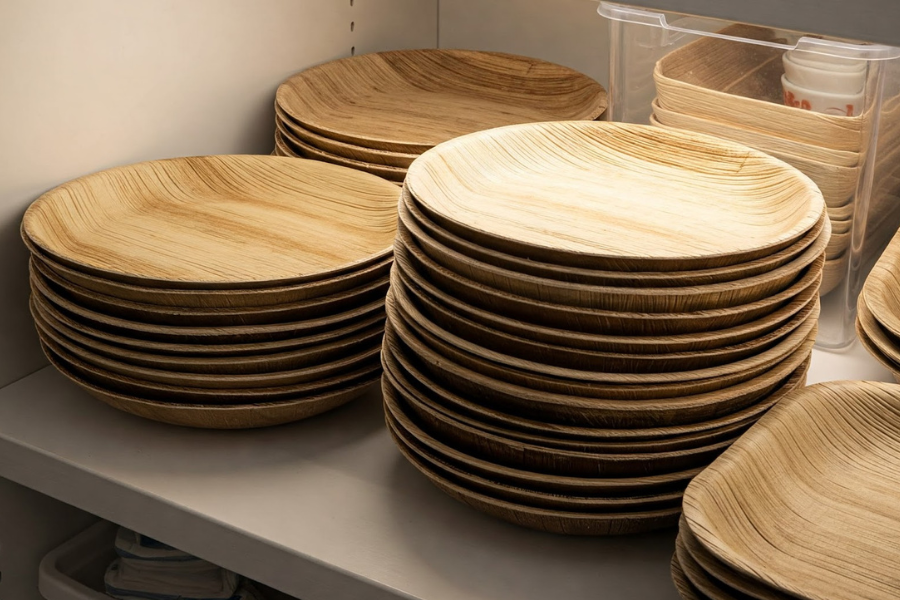 maintain palm leaf tableware - store dry place