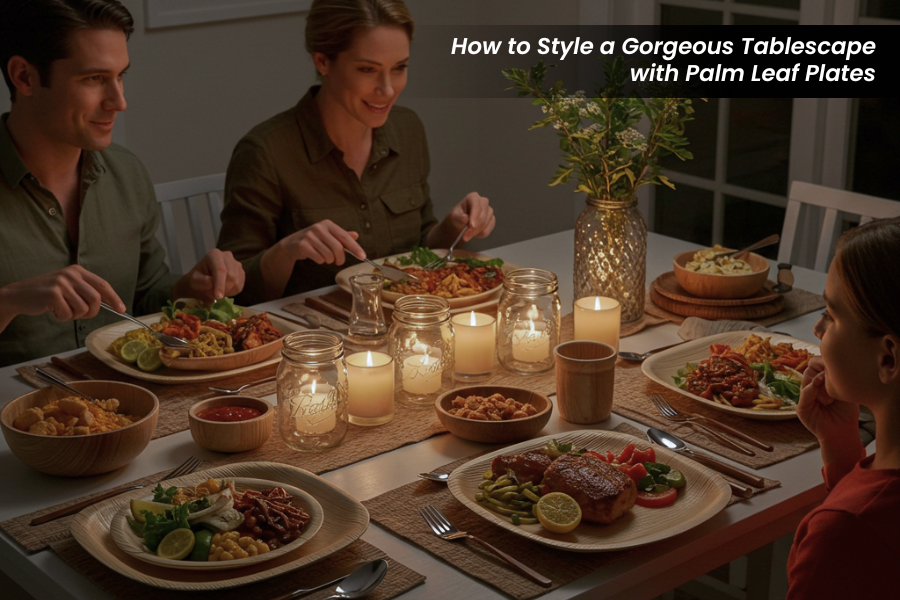 How to Style a Gorgeous Tablescape with Palm Leaf Plates