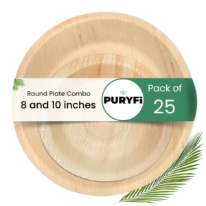 Palm Leaf Plates - Round 8 and 10 inch (Combo Pack of 25 each)