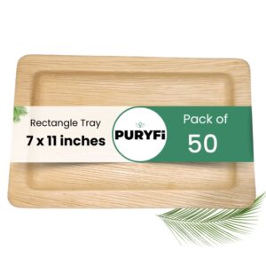 Palm Leaf Tray – Rectangle, 7x11 inches (Pack of 50)