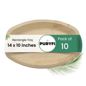 Palm Leaf Tray – Rectangle, 14x10 inches (Pack of 10)