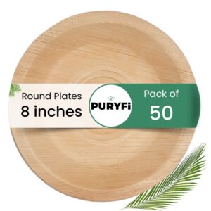 Palm Leaf Plates - Round 8 inch (Pack of 50)