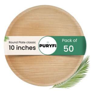 Palm Leaf Plates - Classic Round, 10-inch (Pack of 50)