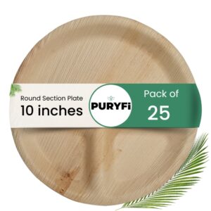 Palm Leaf Section Plates - Round 10-inch (Pack of 25)