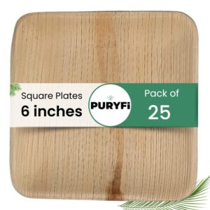 Palm Leaf Plates - Square 6-inch (Pack of 25)
