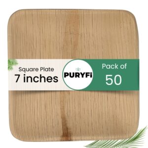 Palm Leaf Plate - Square 7-inch (Pack of 50)