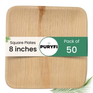 Palm Leaf Plates - Square 8-inch (Pack of 50)