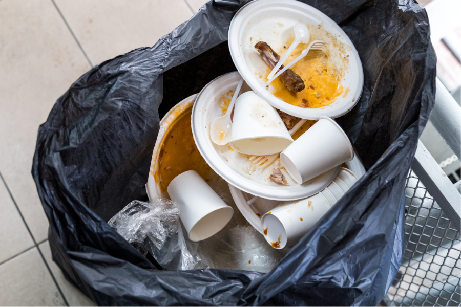 plastic plates waste from food trucks