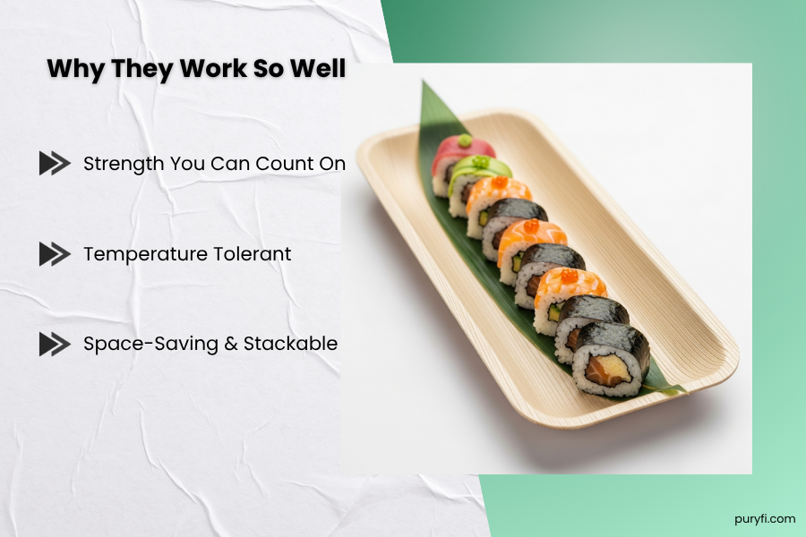 functional palm leaf sushi platters
