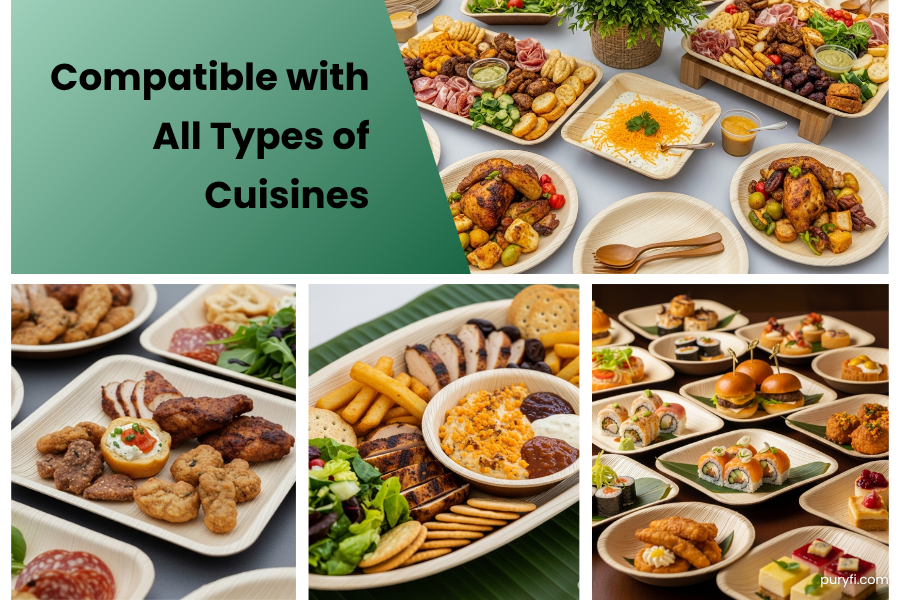 palm leaf plates for catering cuisine variety