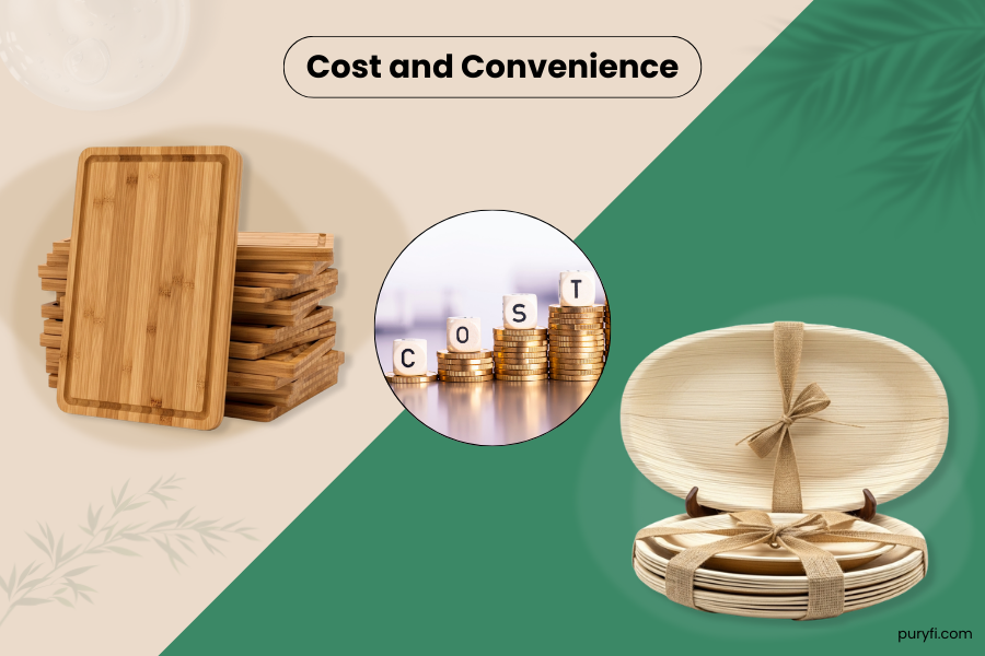 cost and convenience of palm leaf and bamboo tableware