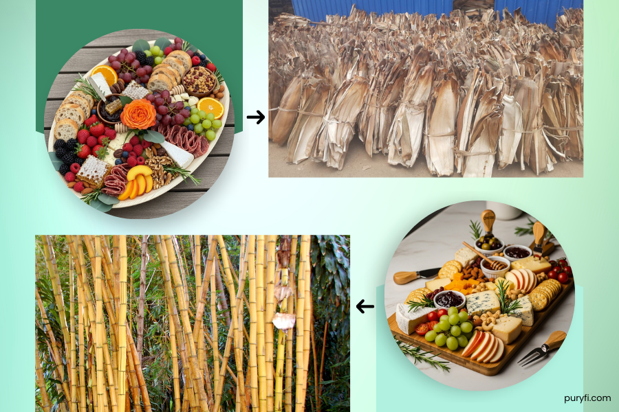 palm leaf vs. bamboo. material composition
